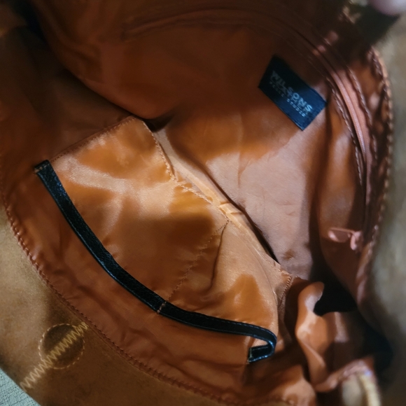 Wilson's Leather Y2K Burnt Orange Boho Shoulder Bag Purse Embelished Strap - Picture 4 of 12